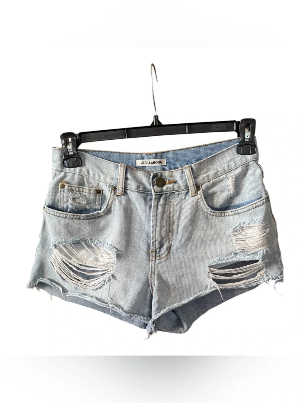 Billabong Light Wash Distressed Denim Cutoff Shorts